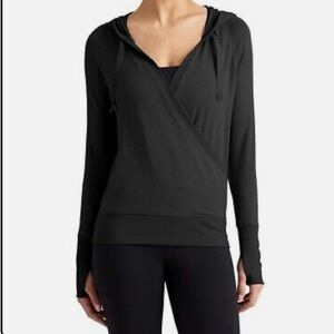 Athleta Twist Wrap Black Hoodie Sweater